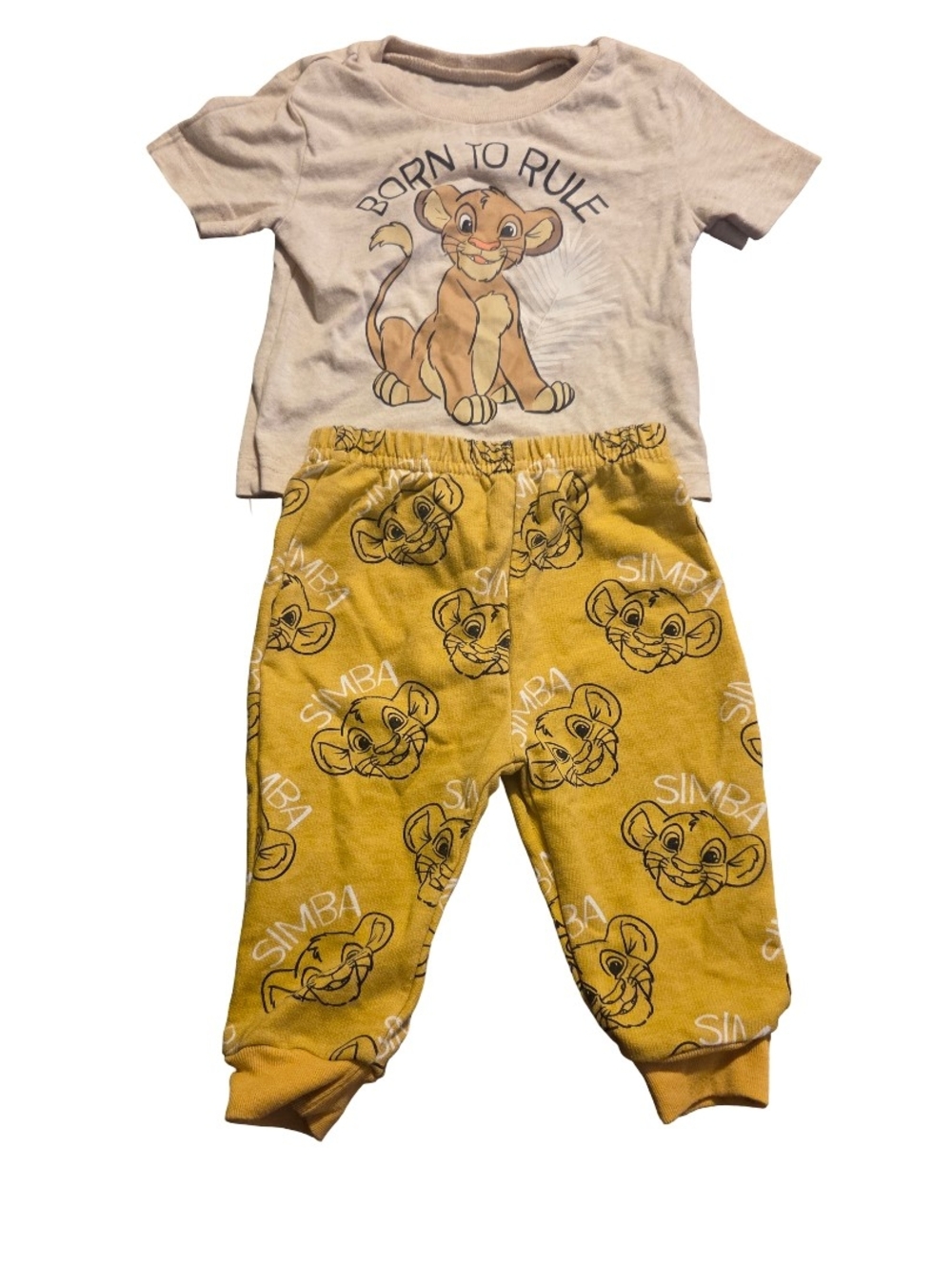 Disney Simba 'Born to Rule' Pajama Set - Cream Top & Yellow Pants